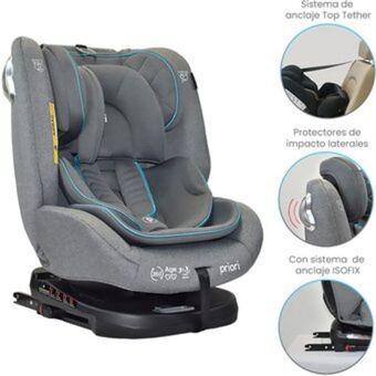 Linio Silla carro bebe first plus 360 º isofix priori gris celeste oferta