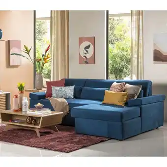 Muebles Jamar Sala en l holden lino kazan azul orientación derecha oferta