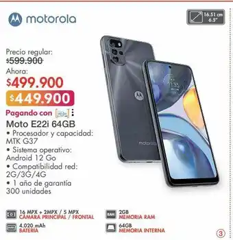 Metro Moto e22i 64gb oferta