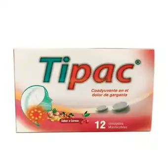 Cruz verde Tipac con jengibre y marañón tabletas masticables sabor a cereza caja x 12 oferta