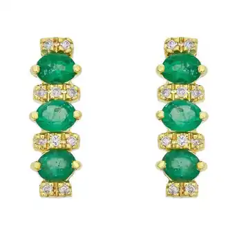 Kevin's Joyeros Aretes en oro amarillo de 18 kilates, barras, con esmeraldas de 1.10 ct y diamantes de 0.12 ct oferta