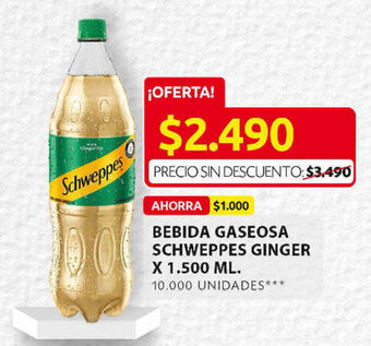 Ara Bebida Gaseosa SCHWEPPES Ginger x 1.500ml oferta