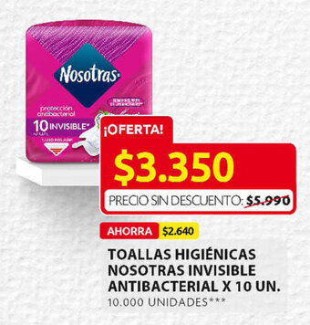 Ara Toallas Higiénicas Nosotras Invisible Antibacterial x 10 un oferta
