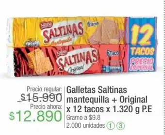 Jumbo Galletas Saltinas Mantequilla + Original x 12 tacos x 1.320g oferta