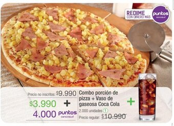 Jumbo Combo Porción de Pizza + Vaso de Gaseosa Coca-Cola oferta