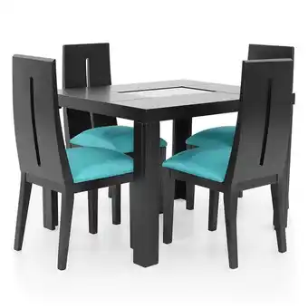 IBG Comedor ibg tendenza 4 puestos negro turquesa oferta