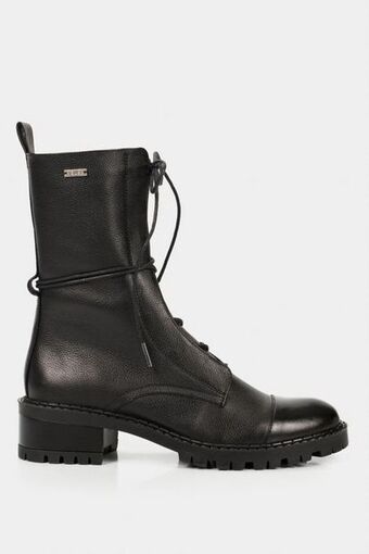 Vélez Botines militar paramo de cuero para mujer cordones negro oferta