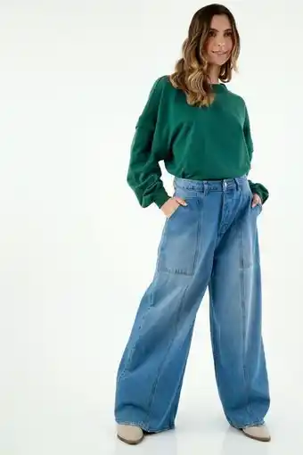Tennis Jean tiro alto azul para mujer oferta