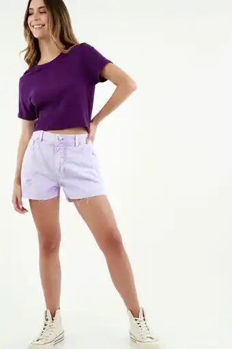 Tennis Short de tiro alto morado para mujer oferta