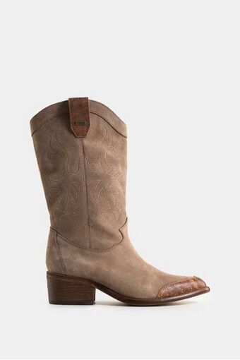 Vélez Botines texanos calisto de cuero con textura gamuzada para mujer bordado decorativo oferta