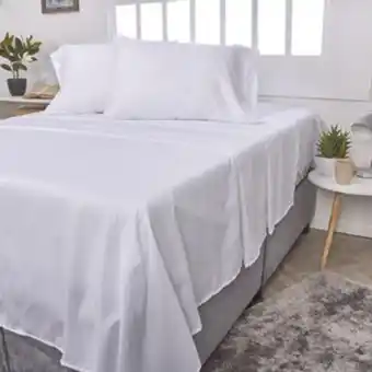Brissa Juego de sábanas lisas microfibra unicolor blanco oferta