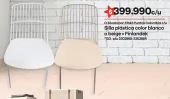 Éxito Finlandek Silla Plástica Color Blanco o Beige oferta