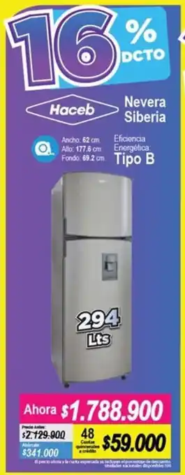 Alkomprar Haceb Nevera Siberia Tipo B 294L oferta