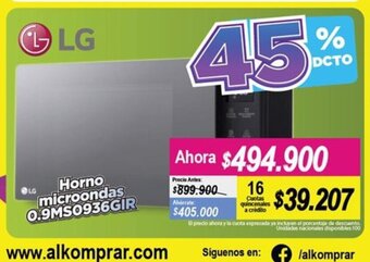 Alkomprar LG Horno Microondas 0,9MS0936GIR oferta