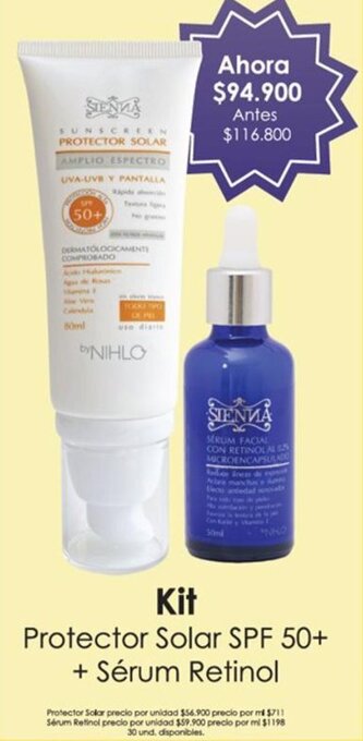 Alkomprar Kit Protector Solar SPF 50+ + Sérum Retinol oferta