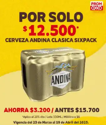 Oxxo Cerveza Andina Clasica Sixpack oferta