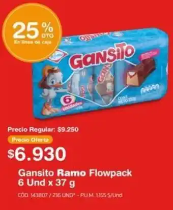Makro Gansito Ramo Flowpack 6und x 37g oferta