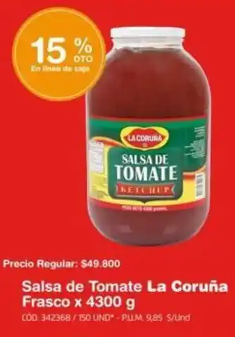 Makro Salsa de Tomate La Coruña Frasco 4300g oferta