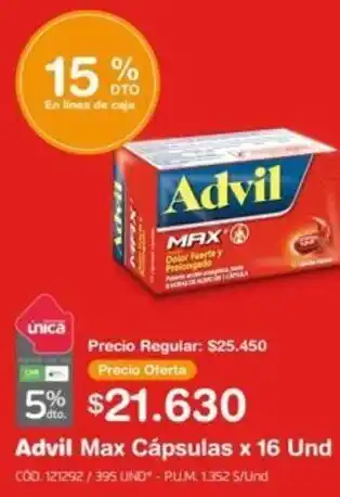 Makro Advil Max Cápsulas 16 Und oferta