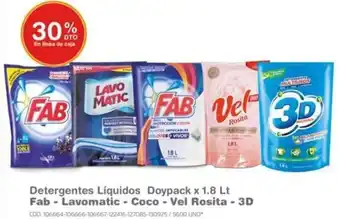 Makro Detergentes Líquidos Doypack 1,8L Fab-Lavomatic-Coco-Vel Rosita - 3D oferta