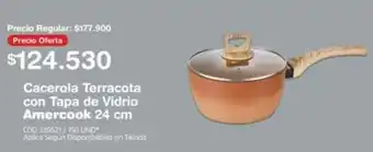 Makro Cacerola Terracota con Tapa de Vidrio Amercook 24cm oferta