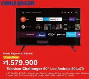 Makro Televisor Challenger 50" Led Android 50Lo70 oferta