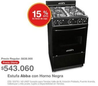 Makro Estufa Abba con Horno Negra oferta