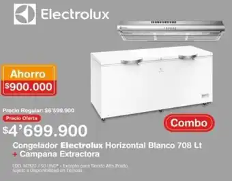 Makro Campana Extractora Congelador Electrolux Horizontal Blanco 708L oferta