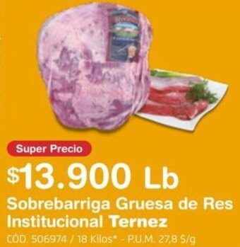Makro Sobrebarriga Gruesa de Res Institucional Ternez oferta