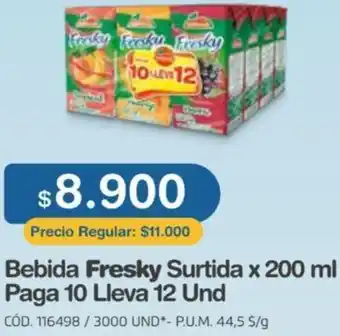 Makro Bebida Fresky Surtida 200ml Paga 10 Lleva 12Und oferta