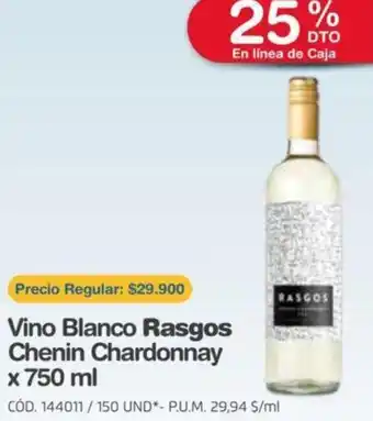 Makro Vino Blanco Rasgos Chenin Chardonnay 750ml oferta