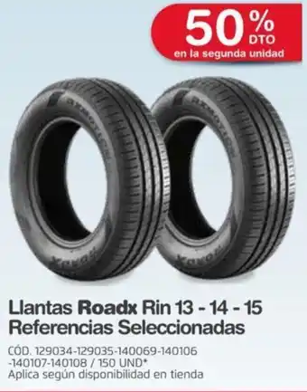 Makro Llantas Roadx Rin 13-14-15 Referencias Seleccionadas oferta