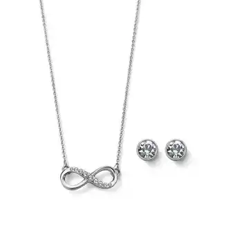 Ésika Estuche collar + aretes infinite power en plata oferta