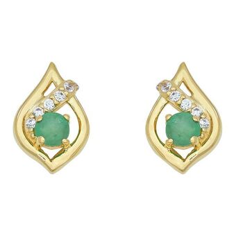 Kevin's Joyeros Topos en oro amarillo de 18 kilates, lagrima, con 2 esmeraldas centrales y decoración en zircones oferta