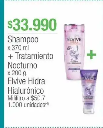 Jumbo Shampoo x 370 ml + tratamiento nocturno x 200 g elvive hidra hialurónico oferta