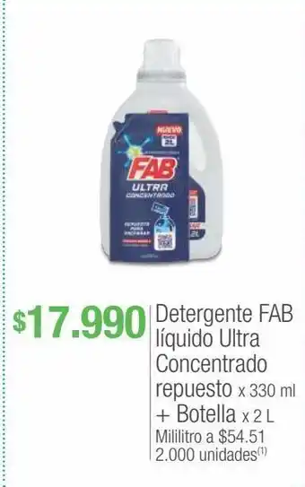Jumbo Detergente fab líquido ultra concentrado repuesto x 330 ml + botella x 2 l oferta