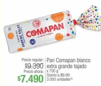 Jumbo Pan comapan blanco extra grande tajado x 750 g oferta