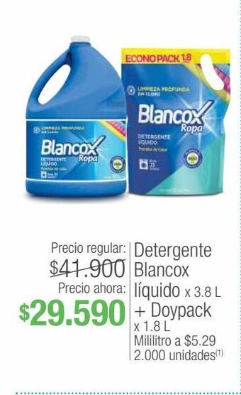 Jumbo Detergente blancox líquido x 3.8 l + doypack x 1.8 l oferta