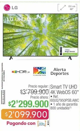 Jumbo Lg smart tv uhd 4k webos 60 • ref. 60uq7950psb.awc oferta