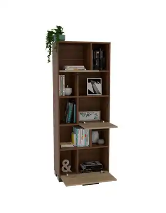 Flamingo Biblioteca marsel, castaño y café claro, con tres puertas abatibles y varios entrepaños oferta