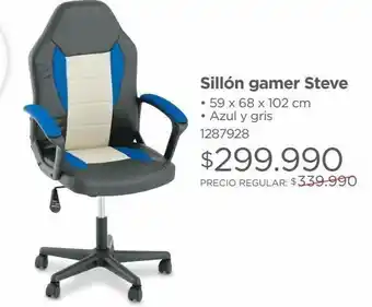 Easy Sillon gamer steve 59x68x102 azul/gris oferta