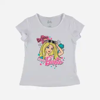 Camiseta de niña, manga corta blanca de barbie ©mattel inc