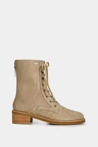Vélez Botines lirio de cuero para mujer tipo militar beige oferta