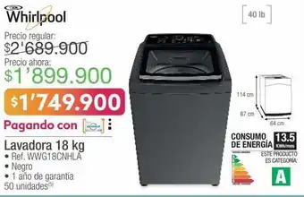 Jumbo Lavadora whirlpool 18kg oferta