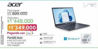 Jumbo Computador portátil acer oferta