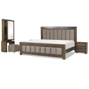 Muebles Jamar Cama king marbella lino café, natural oscuro oferta