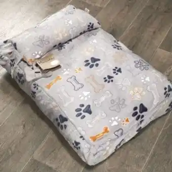 Brissa Cama más almohada mascota flannel huesos gris claro oferta