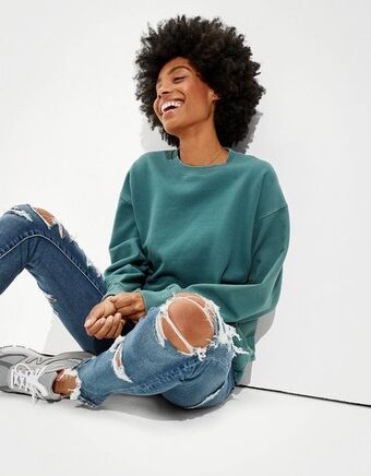American Eagle Suéter ae super soft fleece oversized estilo vintage con cuello redondo oferta