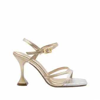 Bon-Bonite Sandalia de tacón en cuero color oro italiano por gris plata oferta