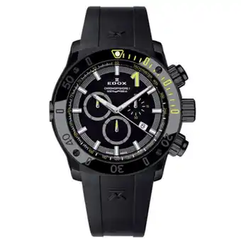 Kevin's Joyeros Reloj edox analogo, para hombre, tablero redondo colores negro y amarillo, estilo index + arabigo, pulso silicona color negro oferta